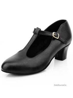 Women's Non-Slip Ballroom Dance Heels T-Strap Latin Salsa Pumps